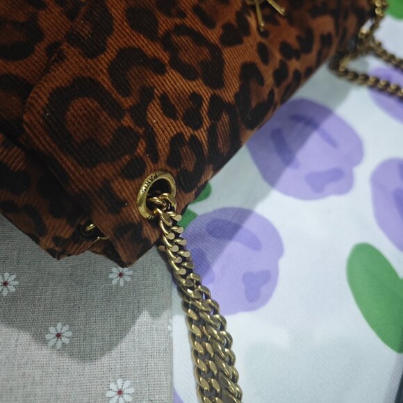 Saint Laurent Leopard Print Corduroy Chain Bag - Picture 5 of 13